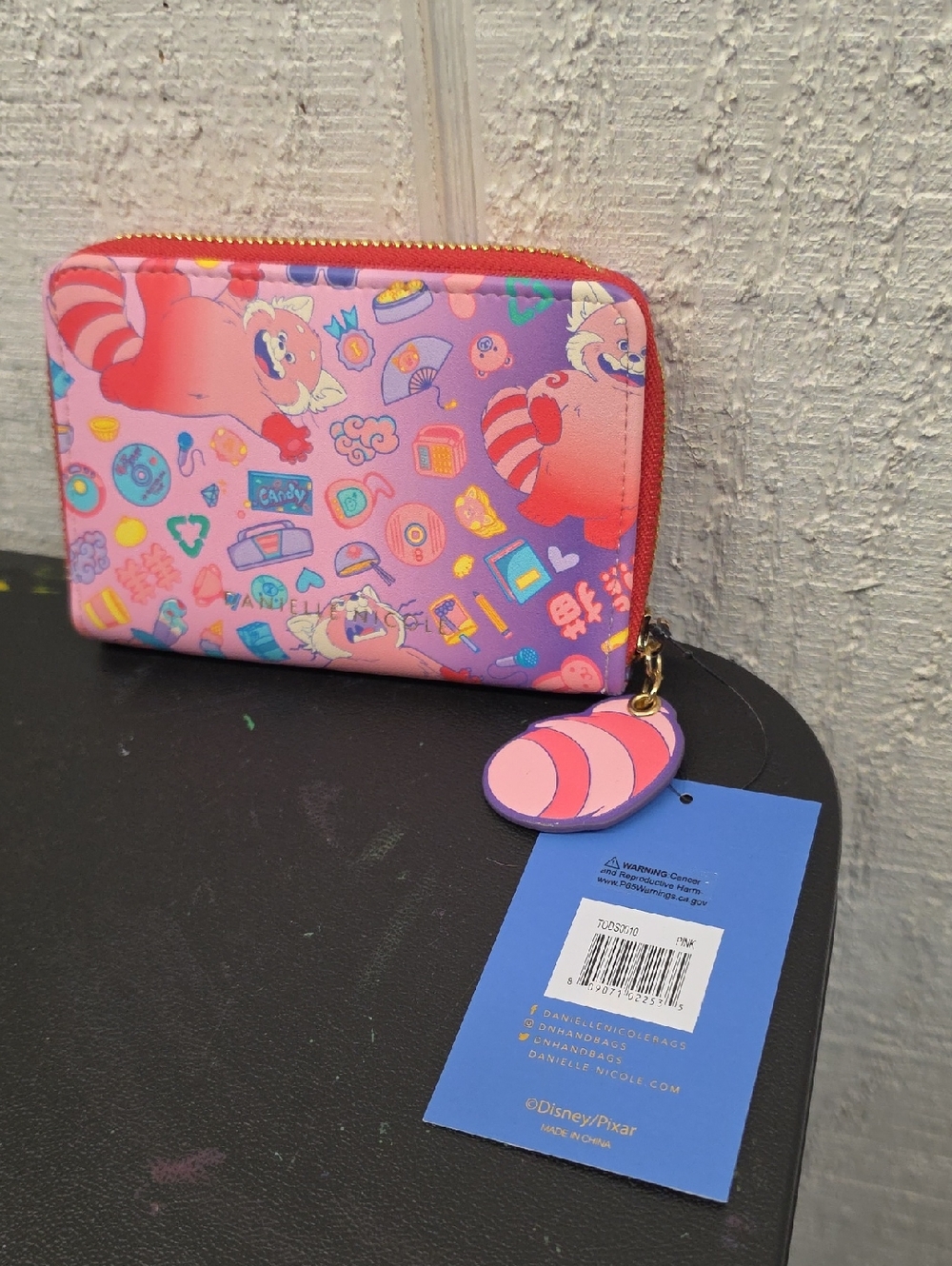 Pink & Purple Cartoon Zip Wallet with Character Motif